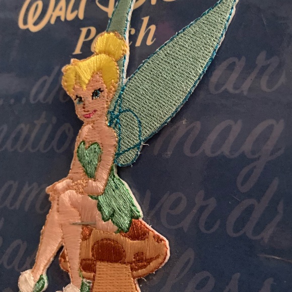 Sew-on or Iron-on Tinker Bell Sitting on a Mushroom Patch - Picture 2 of 5